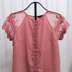 Iris Dusty Pink Lace Accent Blouse